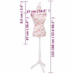 vidaXL Ladies Bust Display Mannequin Cotton White with Rose Tailor Cloth Model - Additional view 6