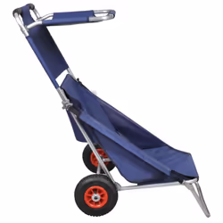 vidaXL Beach Trolley with Wheels Portable Foldable Blue Patio Pool Chair Cart