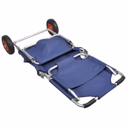 vidaXL Beach Trolley with Wheels Portable Foldable Blue Patio Pool Chair Cart