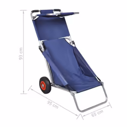 vidaXL Beach Trolley with Wheels Portable Foldable Blue Patio Pool Chair Cart - Additional view 5