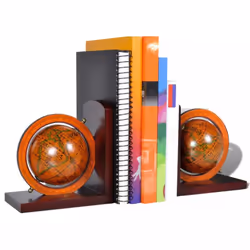 vidaXL Bookstand World Map Globe Classic A Pair Bookend Office Stationery