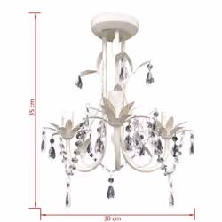 vidaXL Crystal Pendant Ceiling Lamp Chandelier Elegant White Lighting Fixture - Additional view 6