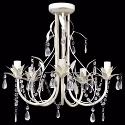 vidaXL Crystal Pendant Ceiling Lamp Chandelier Elegant 5 Bulb Sockets Light