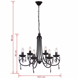 vidaXL Pendant Ceiling Lamp Elegant Chandelier Black 6 Bulb Sockets Light - Additional view 5