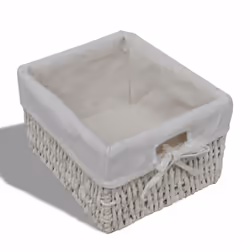 vidaXL Wooden Cabinet 3 Left Weaving Baskets White Storage Organiser Sideboard - Additional view 4