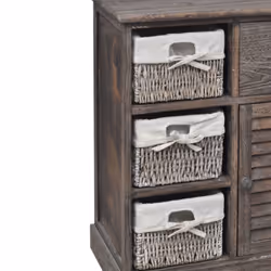 vidaXL Wooden Cabinet 3 Left Weaving Baskets Brown Storage Organiser Sideboard