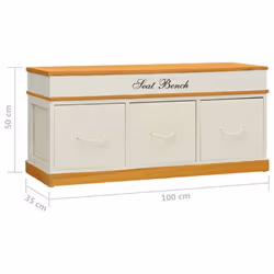 vidaXL Solid Paulownia Wood Storage Bench 100cm Entryway Trunk Seat Organiser - Additional view 7