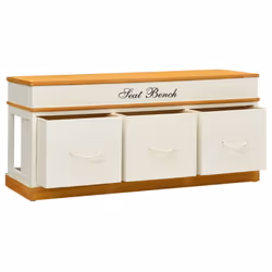 vidaXL Solid Paulownia Wood Storage Bench 100cm Entryway Trunk Seat Organiser - Additional view 9
