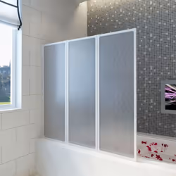 Shower Bath Screen Wall Folding Shower Door 3 Panels Foldable 141 x 132 cm