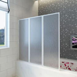 Shower Bath Screen Wall Folding Shower Door 3 Panels Foldable 141 x 132 cm