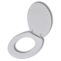 vidaXL WC Toilet Seat MDF Lid Simple Design White Bathroom Fixture Accessory