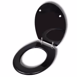 vidaXL WC Toilet Seat MDF Lid Simple Design Black Bathroom Fixture Accessory