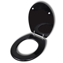 vidaXL WC Toilet Seat MDF Lid Simple Design Black Bathroom Fixture Accessory