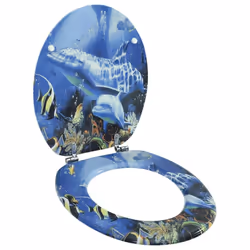 vidaXL WC Toilet Seat MDF Lid Dolphins Replacement