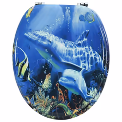 vidaXL WC Toilet Seat MDF Lid Dolphins Replacement