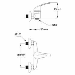 vidaXL Bath Shower Mixer Tap Kit Chrome Showerhead with Hook 1.5m Hose Fixture - Additional view 6