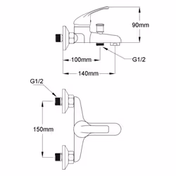 vidaXL Bath Shower Mixer Tap Kit Chrome Showerhead with Hook 1.4m Hose Fixture - Additional view 6