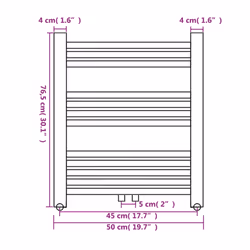 vidaXL Bathroom Heating Towel Rail Radiator Towel Holder Straight Multi Sizes - 500 x 764 mm - Additional view 7