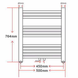 Bathroom Heating Towel Rail Radiator Towel Rack Holder Curve 500 x 764 mm