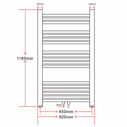 Bathroom Heating Towel Rail Radiator Heater Towel Rack Holder Curve 500x1160 mm
