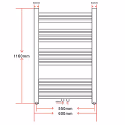 Bathroom Heating Towel Rail Radiator Heater Towel Rack Holder Curve 600x1160 mm - Additional view 8