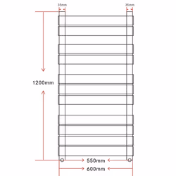Bathroom Heating Towel Rail Radiator Towel Rack Holder Straight 600x1200 mm