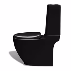 vidaXL Stand Toilet & Bidet Set Black Ceramic Bathroom WC Furniture Fixture