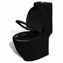 vidaXL Stand Toilet & Bidet Set Black Ceramic Bathroom WC Furniture Fixture - Additional view 5
