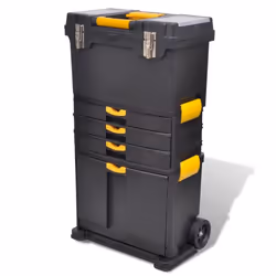 vidaXL Tool Case Chest Plastic Portable Storage Cabinet Carrier Trolley Cart