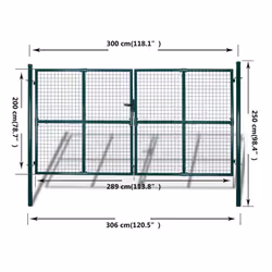vidaXL Garden Mesh Gate Fence Door Wall Grille 289x200cm Outdoor Barrier Panel