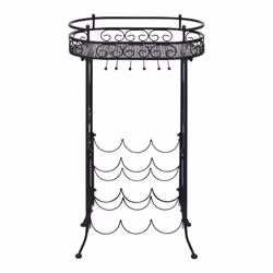 vidaXL Metal Wine Rack With 9 Bottle Hooks | Wine Storage Unit