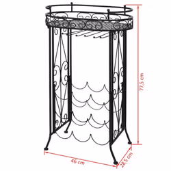 vidaXL Metal Wine Rack With 9 Bottle Hooks | Wine Storage Unit - Additional view 4