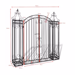 vidaXL Ornamental Garden Gate Wrought Iron Outdoor Entry Door Arch Climbing - Additional view 4