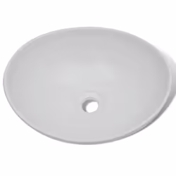 vidaXL Ceramic Basin Oval White 40x33x13.5cm Bathroom Sink Countertop Fixture