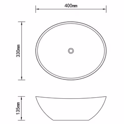 vidaXL Ceramic Basin Oval White 40x33x13.5cm Bathroom Sink Countertop Fixture - Additional view 5