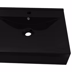 vidaXL Ceramic Basin Rectangular Black with Faucet Hole Bathroom Washroom Sink