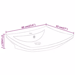 vidaXL Ceramic Basin Rectangular with Overflow & Faucet Hole Bathroom Sink - Additional view 7