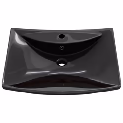 vidaXL Ceramic Basin Rectangular Black with Overflow Faucet Hole Bathroom Sink