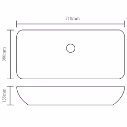 vidaXL Ceramic Basin Rectangular Sink White 71x39cm Bathroom Fixture Sink - Additional view 5