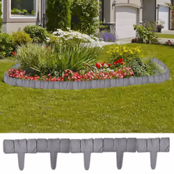 vidaXL Plastic Garden / Lawn Fence Outdoor Border Edging Stone Look 41 pcs