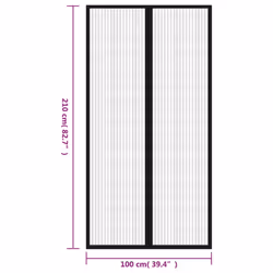 vidaXL Insect Door Curtain Mosquito Mesh Net Insect Screen 2 pcs Magnet Black