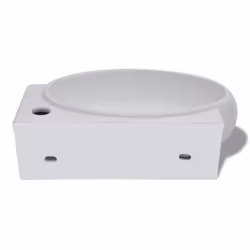 vidaXL Ceramic Sink Basin Faucet & Overflow Hole Bathroom White Oval Fixture - Additional view 5