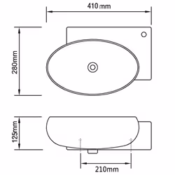 vidaXL Ceramic Sink Basin Faucet & Overflow Hole Bathroom White Oval Fixture - Additional view 6