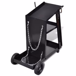 vidaXL Welding Cart Black Trolley with 3 Shelves Workshop Organiser Dollies - Additional view 3