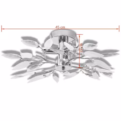 vidaXL Ceiling Lamp White & Transparent Acrylic Crystal Leaf Arms 3 E14 Bulbs - Additional view 5