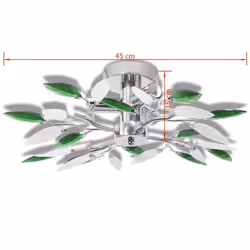 vidaXL Ceiling Lamp with White & Green Acrylic Crystal Leaf Arms 3 E14 Bulbs - Additional view 5