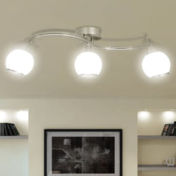vidaXL Ceiling Lamp with Glass Shades on Waving Rail 3 E14 Bulb Pendant Light