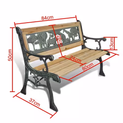 vidaXL Children Garden Bench 84cm Wood Outdoor Patio Park Yard Seat Chair