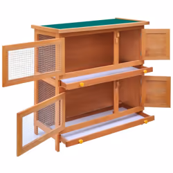 vidaXL Outdoor Rabbit Hutch Small Animal House Pet Cage 4 Doors Wood Habitat