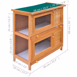 vidaXL Outdoor Rabbit Hutch Small Animal House Pet Cage 4 Doors Wood Habitat - Additional view 5